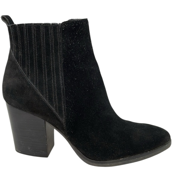 Marc Fisher Booties Black Suede Ankle Boots Pointed Toe Heeled Size 8.5 - Picture 6 of 8